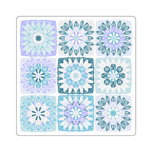 Granny Square in Blueberry Milk | Kiss-Cut Stickers | Crochet | Yarn | Knit | Craft
