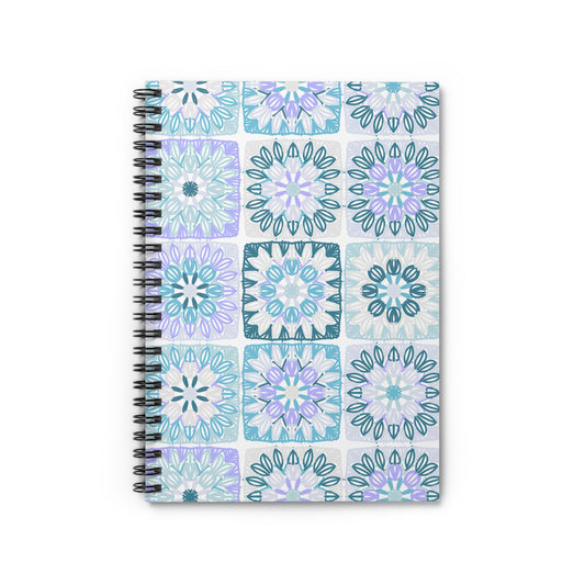 Granny Square in Blueberry Milk | Spiral Notebook - Ruled Line | Crochet | Yarn | Knit | Craft