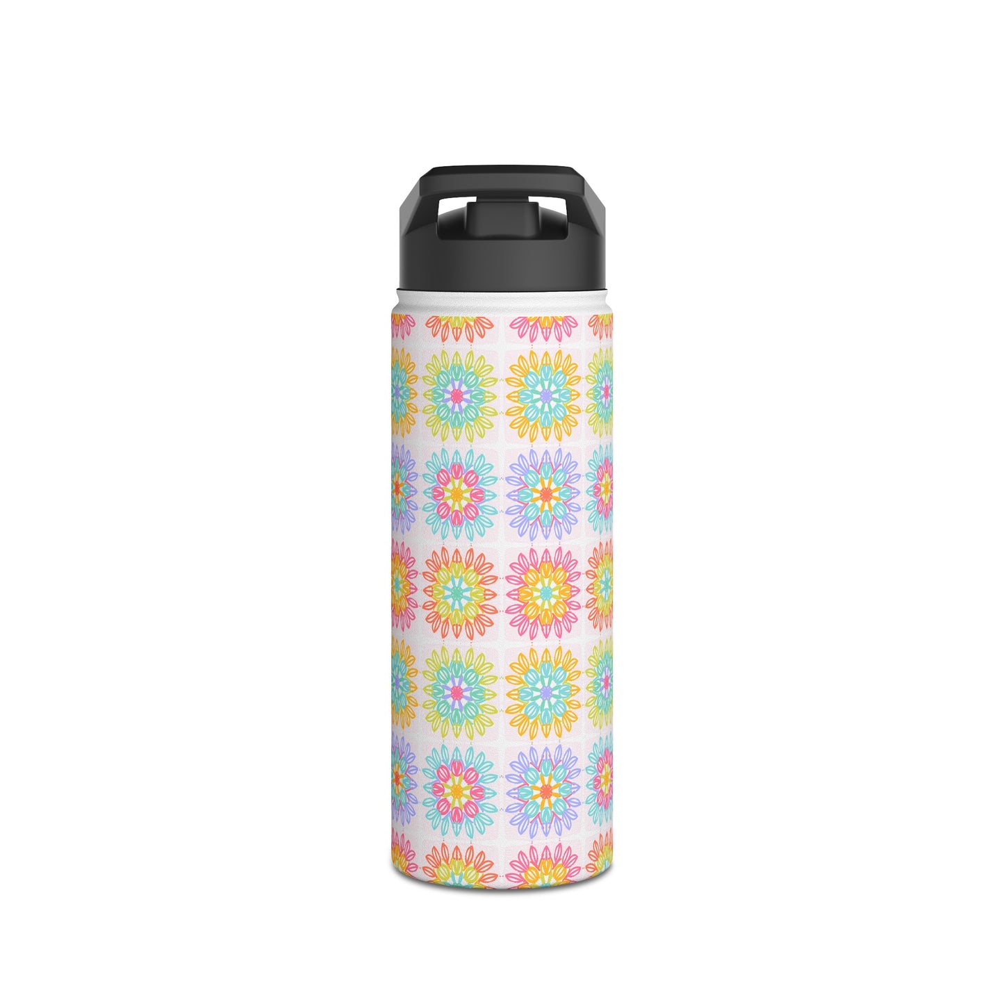 Granny Square in Summer Lovin’ | Stainless Steel Water Bottle, Standard Lid | Crochet | Knit | Craft