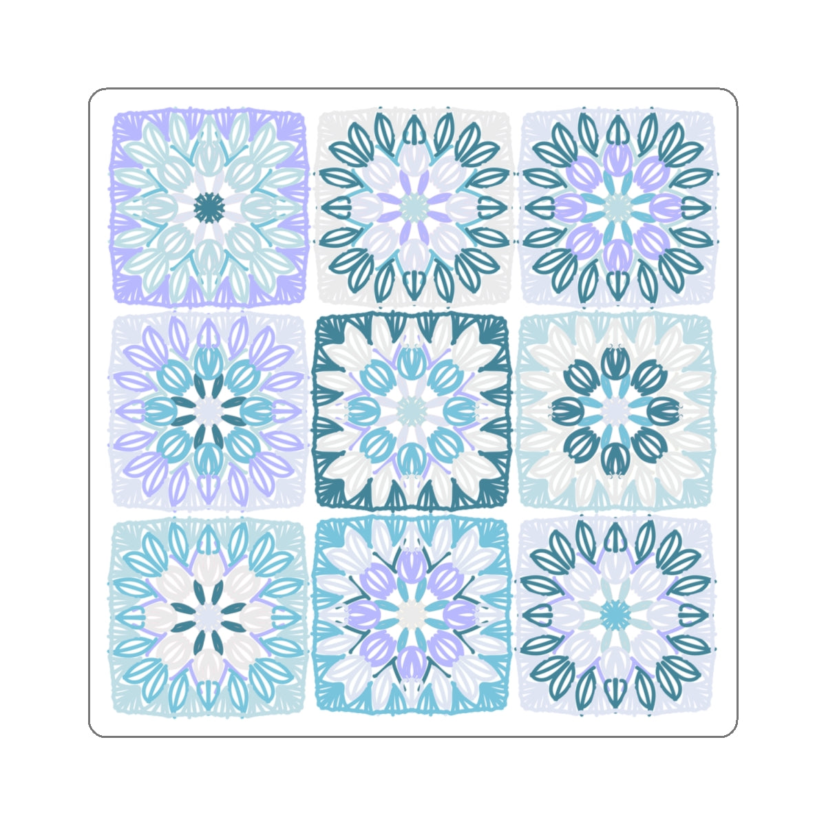 Granny Square in Blueberry Milk | Kiss-Cut Stickers | Crochet | Yarn | Knit | Craft