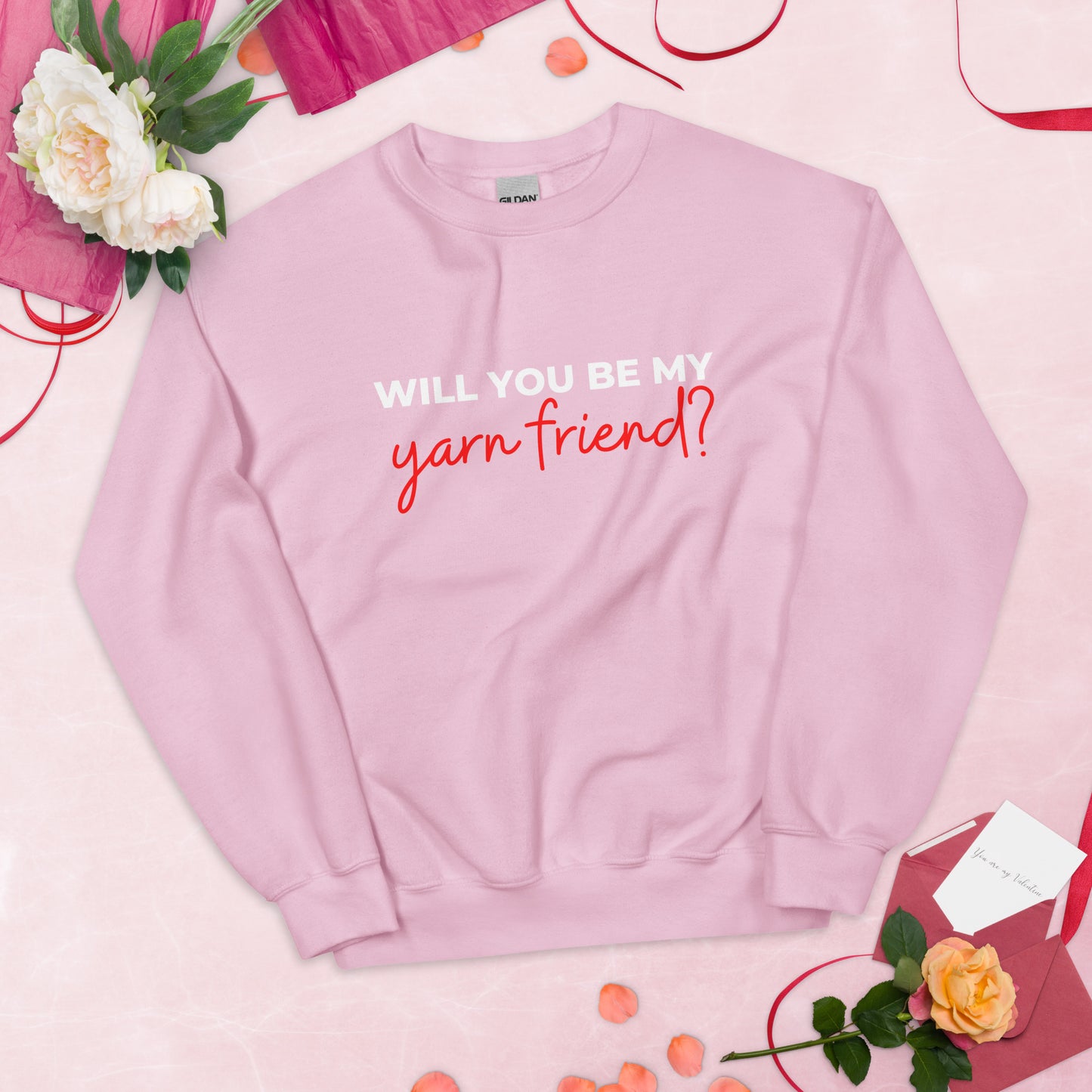 BE MY YARN FRIEND | Crewneck Sweater in Light Pink